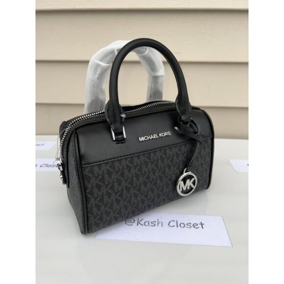 Michael Kors duffle crossbody bag XS purse MK signature black - Picture 2 of 12